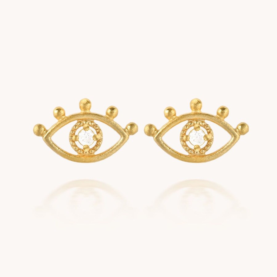 Joyas Bohoo Accesorios Mini Y Studs | Aretes Good Vibes Dorado