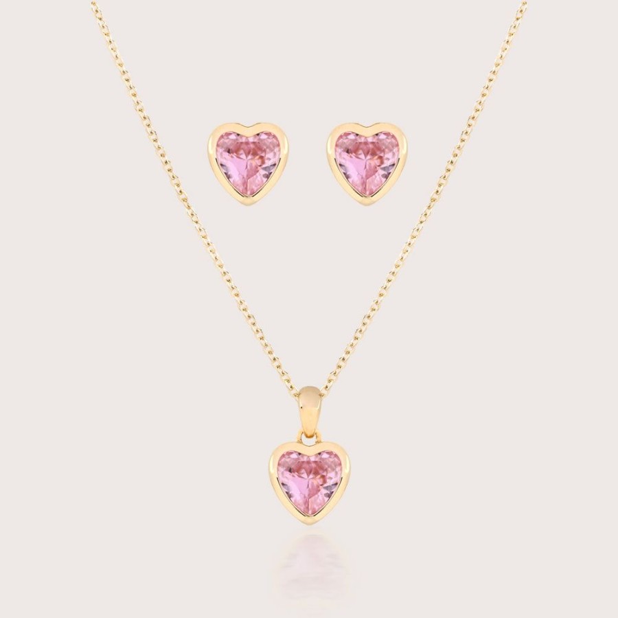 Joyas Bohoo Accesorios | Set Pink Love Dorado