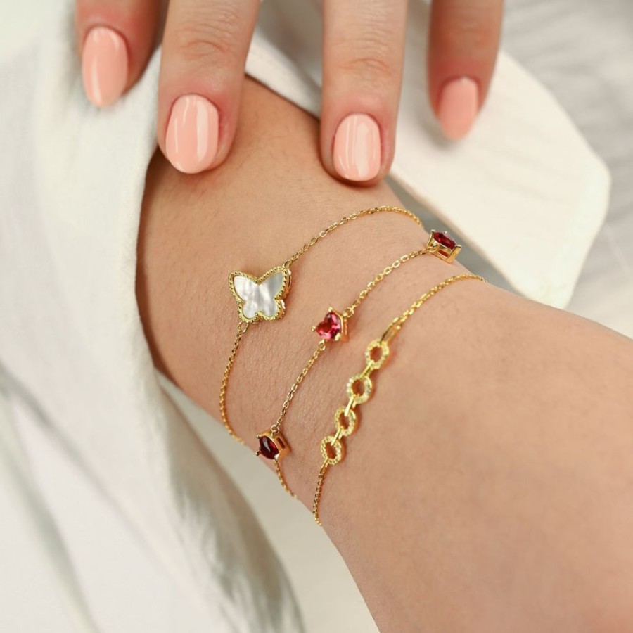 Joyas Bohoo Accesorios Todo Pulseras | Pulsera Rouge Heart Golden Dorado