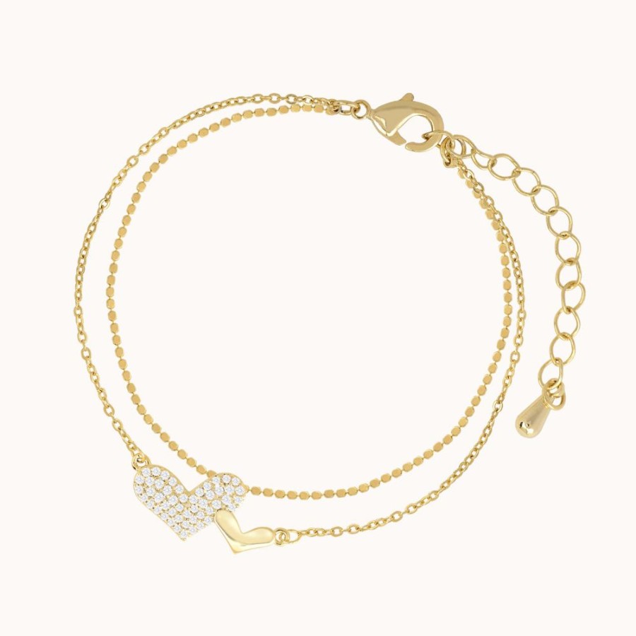 Joyas Bohoo Accesorios Todo Pulseras | Pulsera Double Cuore Dorado