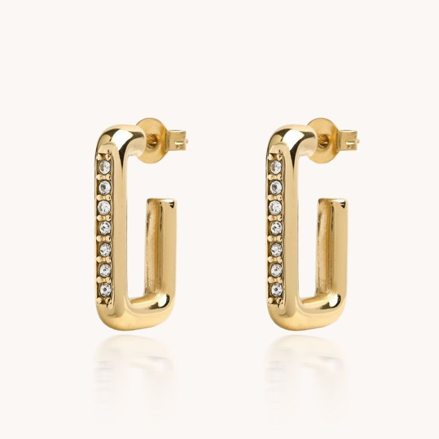 Joyas Bohoo Accesorios Todo Aretes | Aretes Rectangular Dorado