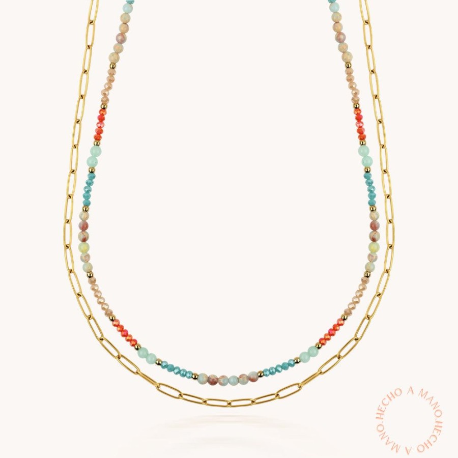 Joyas Bohoo Accesorios Chokers | Collar Golden Colorful Piedra Agatha