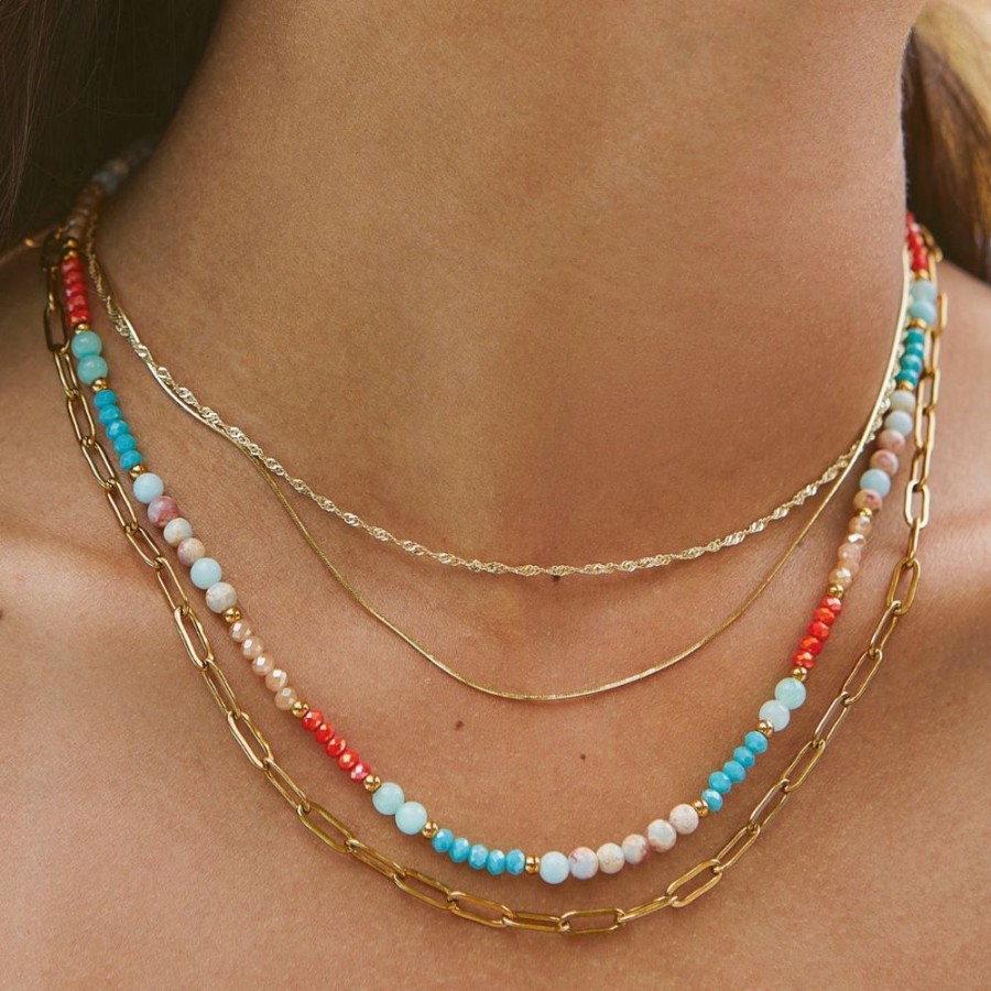 Joyas Bohoo Accesorios Chokers | Collar Golden Colorful Piedra Agatha