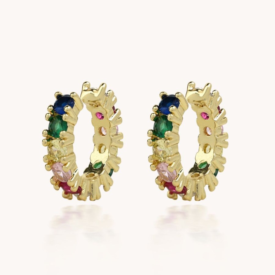 Joyas Bohoo Accesorios Todo Aretes | Earcuff Cristal Colorful Dorado