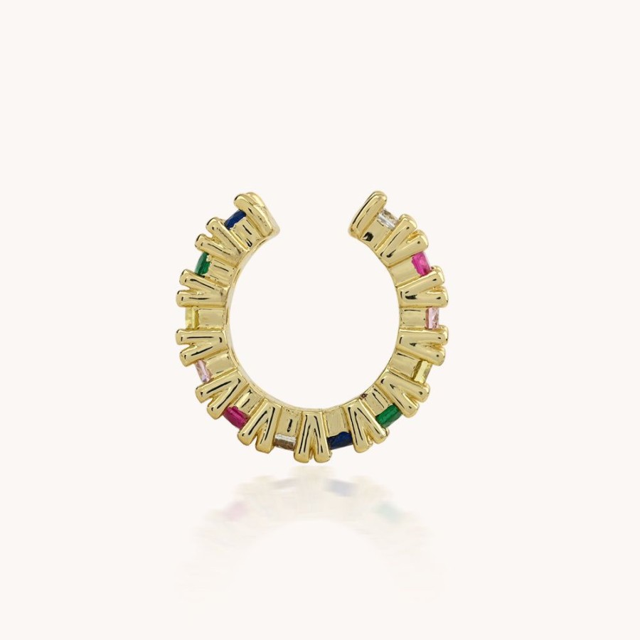 Joyas Bohoo Accesorios Todo Aretes | Earcuff Cristal Colorful Dorado