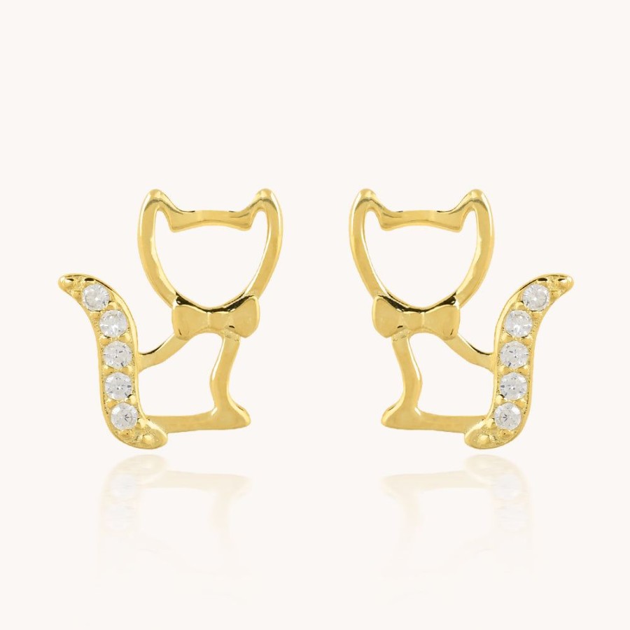 Joyas Bohoo Accesorios Todo Aretes | Aretes Kitten Dorado