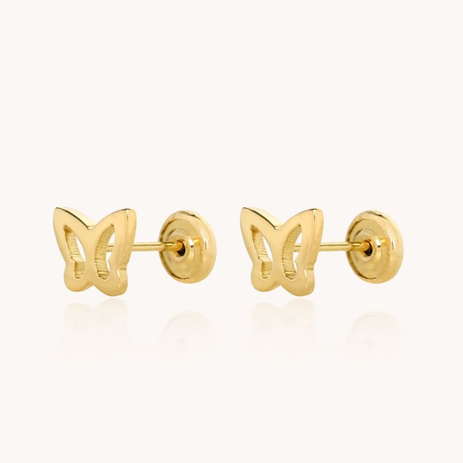 Joyas Bohoo Accesorios Todo Aretes | Aretes Mariposa Bebe Dorado