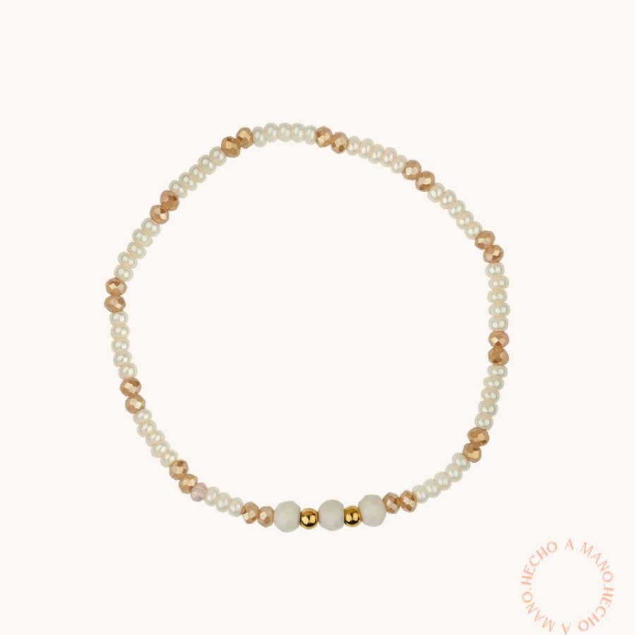 Joyas Bohoo Accesorios Elasticas | Pulsera Perla Multicolor Beige