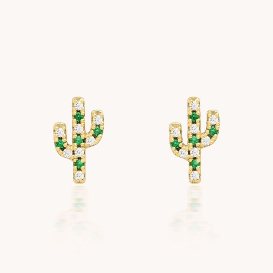 Joyas Bohoo Accesorios Todo Aretes | Aretes Cactus Dorado