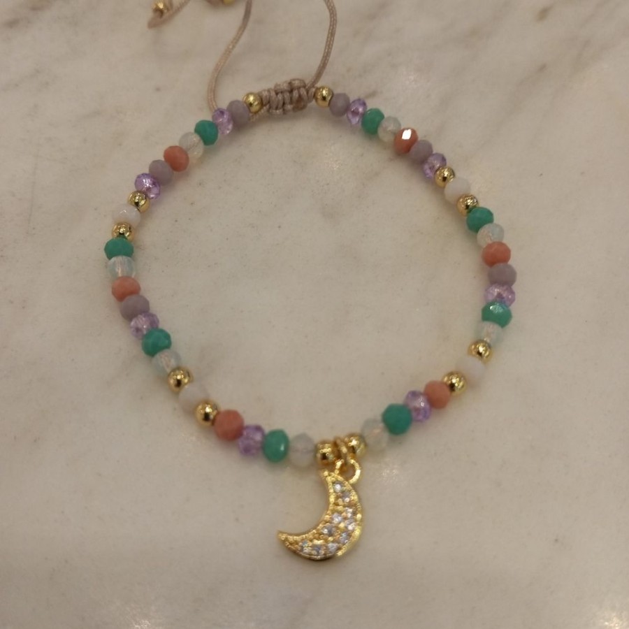 Joyas Bohoo Accesorios Todo Pulseras | Pulsera Luna Hilo Y Murano Pasteles-Luna