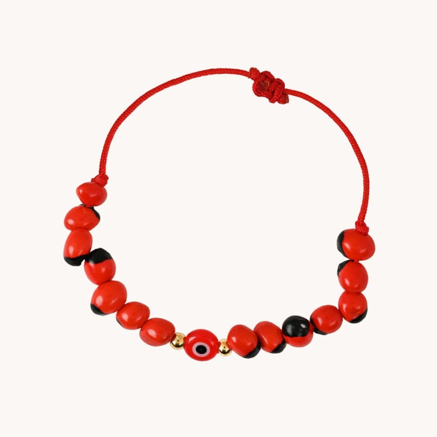 Joyas Bohoo Accesorios Hilo | Pulsera Huayruros Para Bebe Rojo-Babyhuaruro