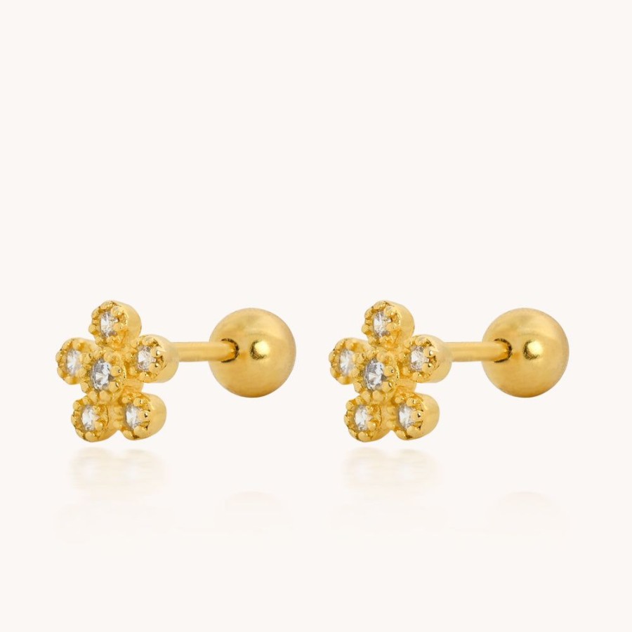 Joyas Bohoo Accesorios Todo Aretes | Piercing Flowers Dorado