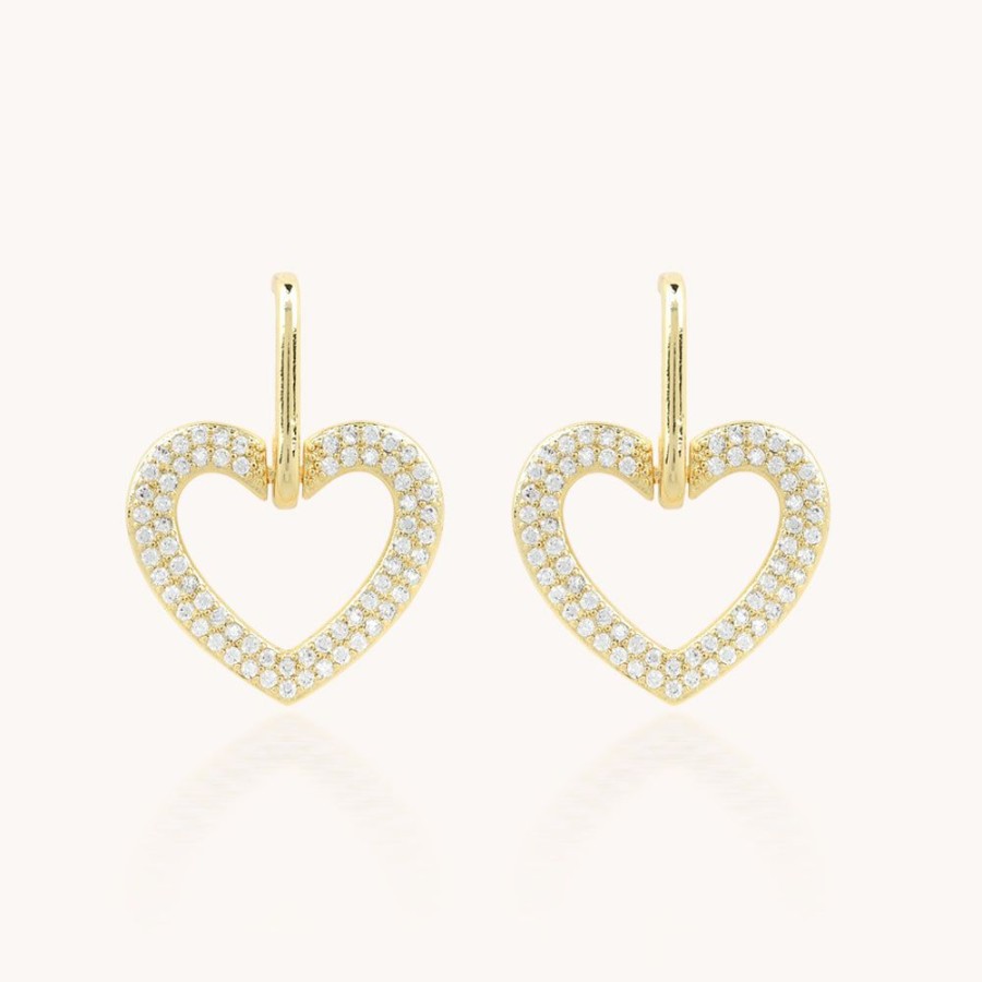 Joyas Bohoo Accesorios Mini Y Studs | Aretes Brillante Corazon Dorado