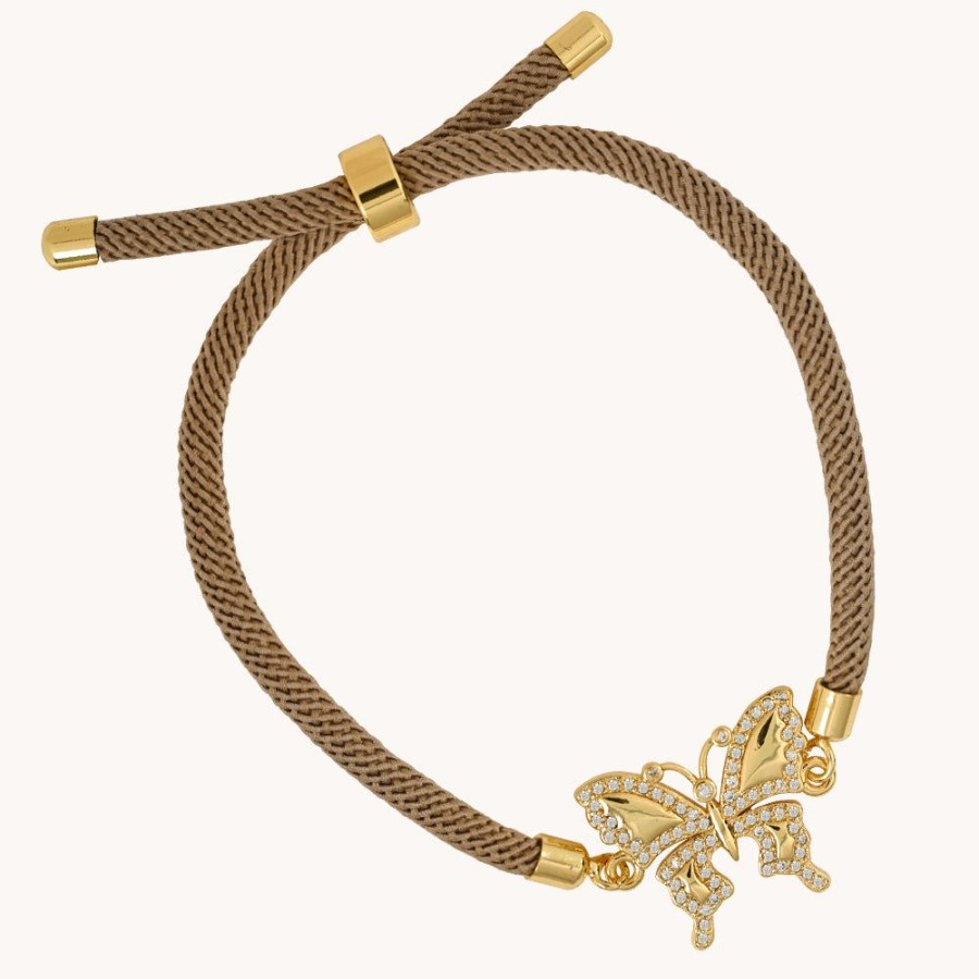 Joyas Bohoo Accesorios Pulseras Con Cordon | Pulsera Crystal Fly Dorado