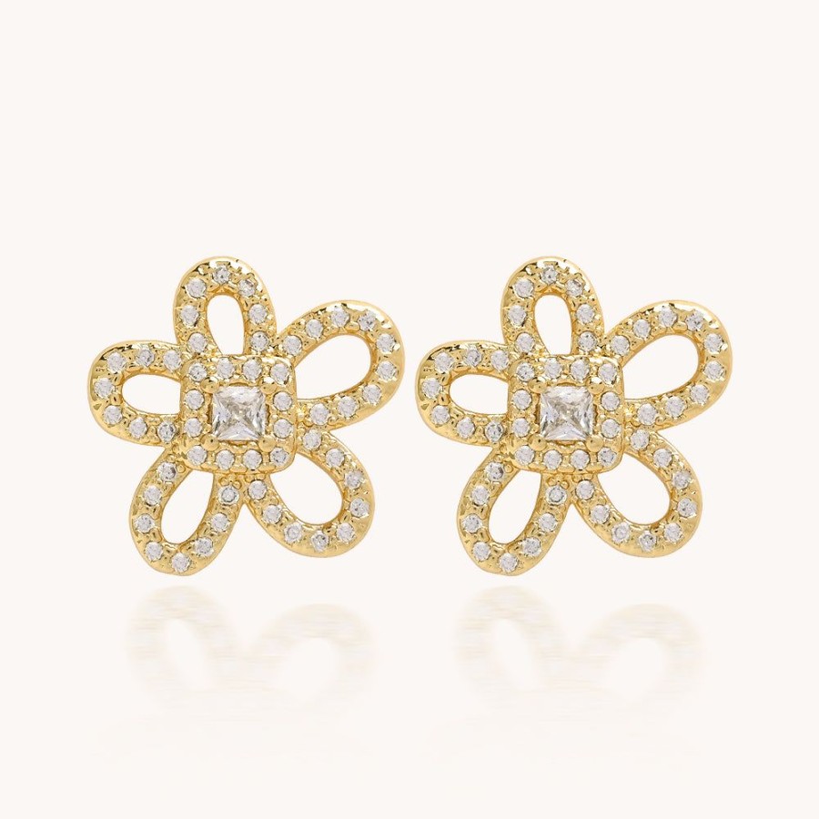 Joyas Bohoo Accesorios Todo Aretes | Aretes Golden Flora Dorado