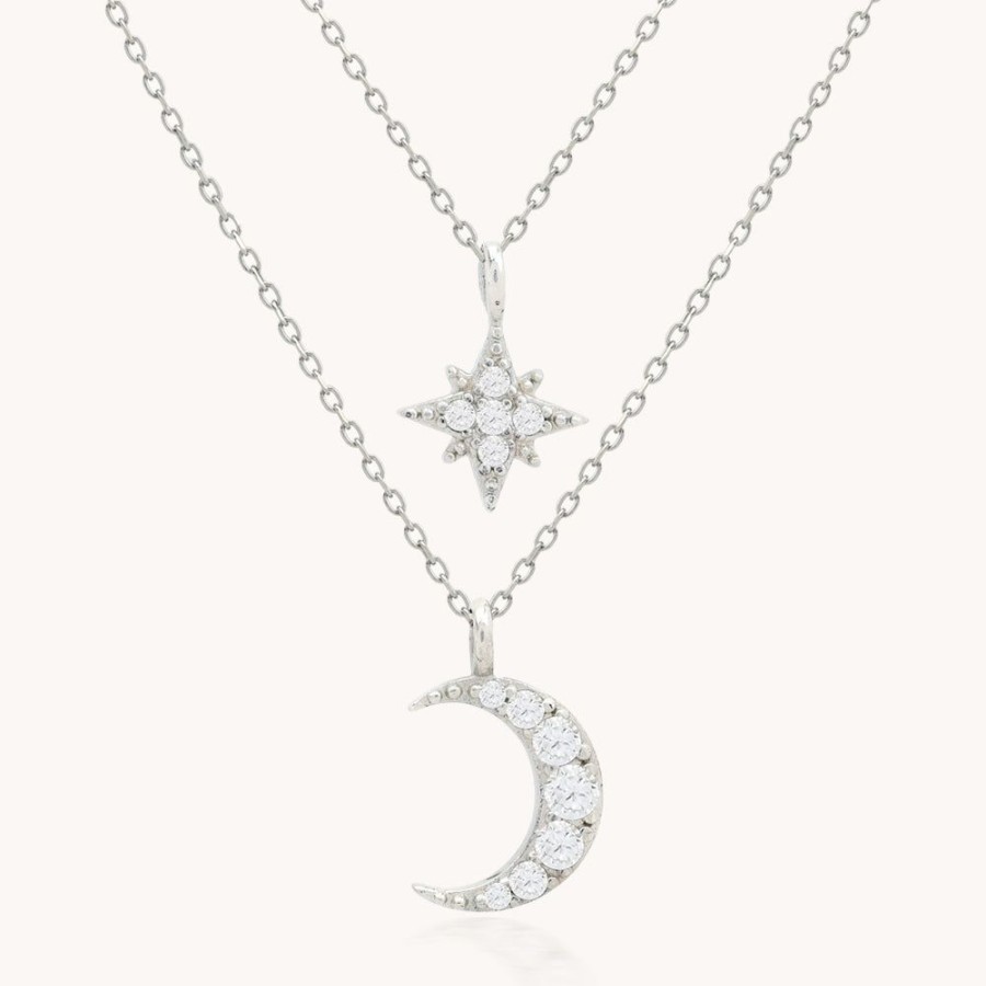 Joyas Bohoo Accesorios Cadenas | Collar Moon And Star Plateado