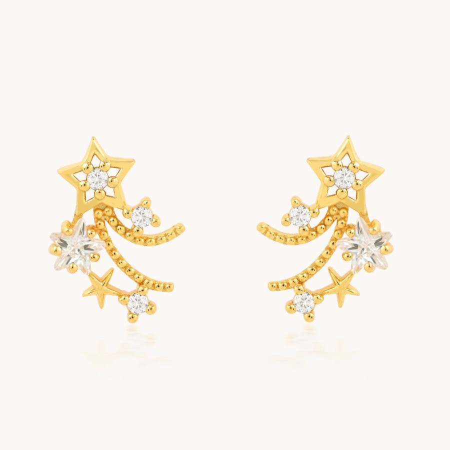 Joyas Bohoo Accesorios Todo Aretes | Aretes Shooting Star Dorado