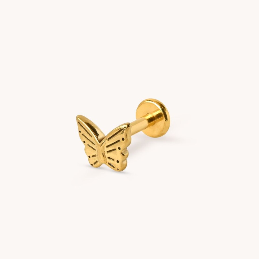 Joyas Bohoo Accesorios Todo Aretes | Piercing Golden Butterfly