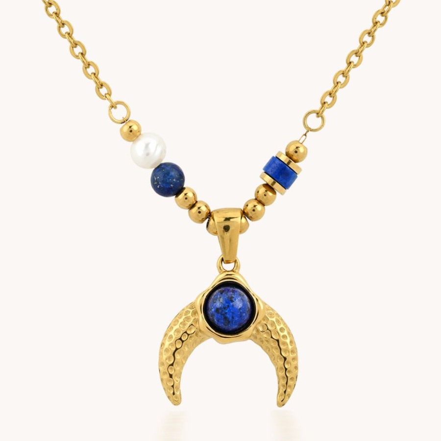 Joyas Bohoo Accesorios Todo Collares | Collar Blue Moon Dorado