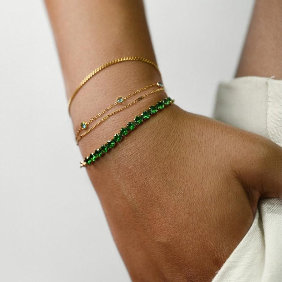 Joyas Bohoo Accesorios Pulseras Con Broche | Pulsera Emerald Dorado