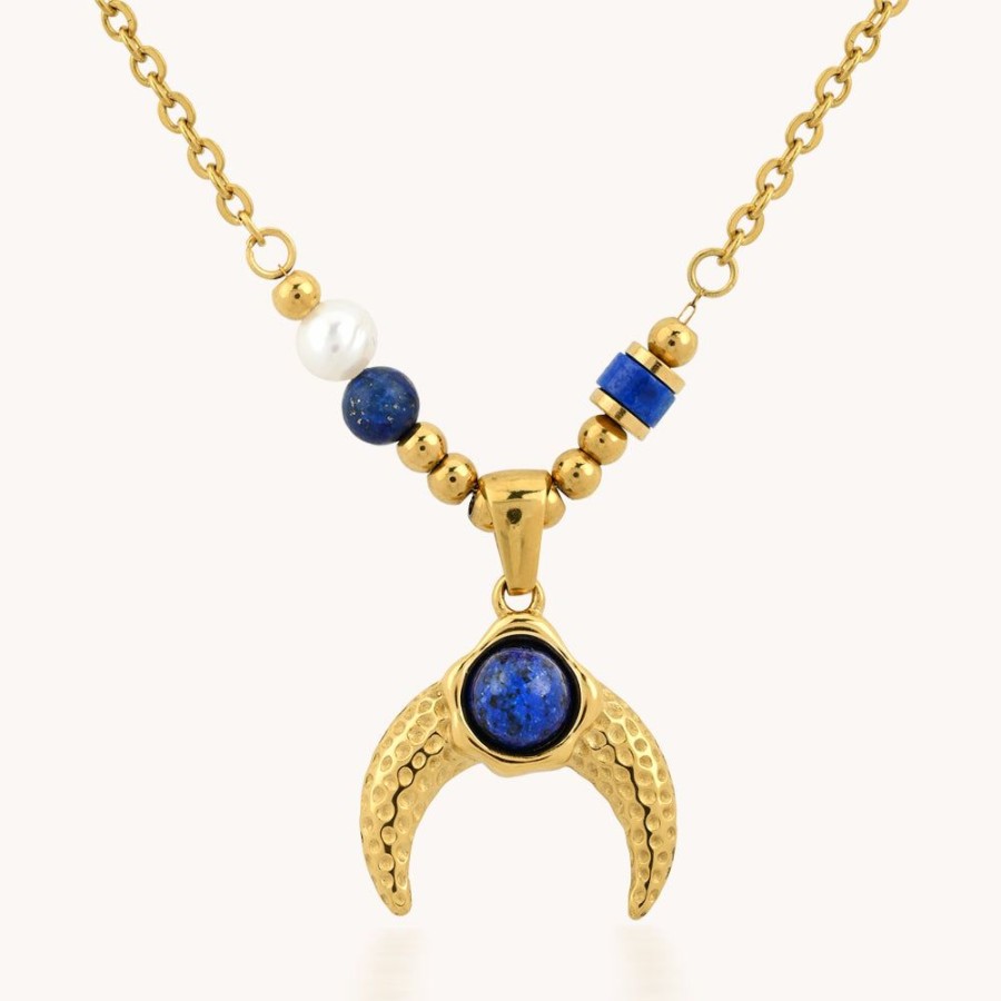 Joyas Bohoo Accesorios Cadenas | Collar Blue Moon Dorado