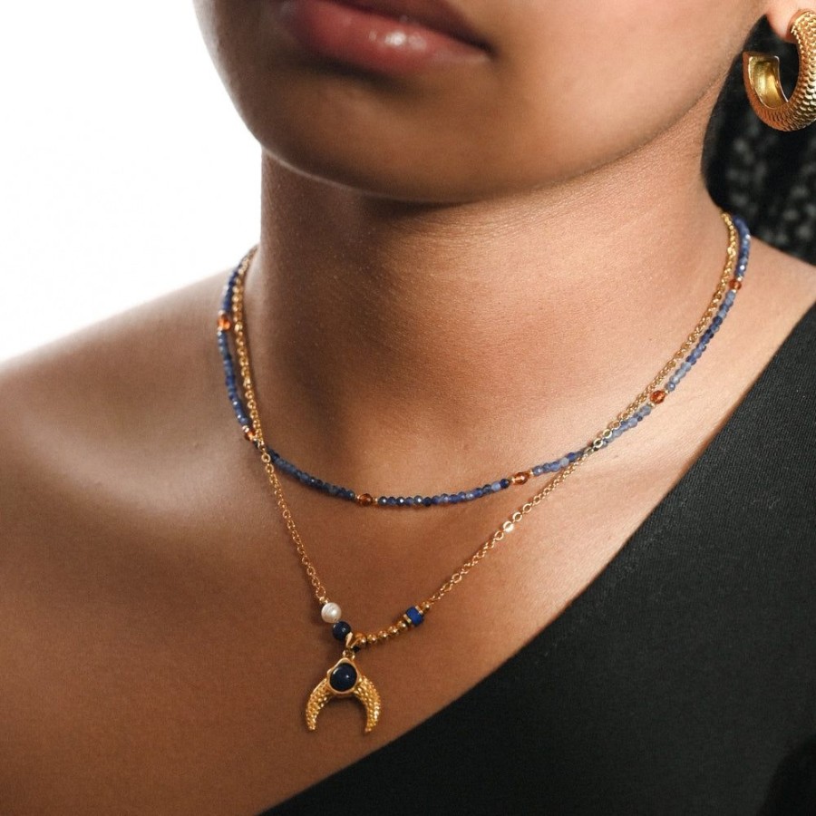 Joyas Bohoo Accesorios Cadenas | Collar Blue Moon Dorado