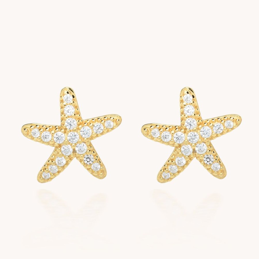 Joyas Bohoo Accesorios Mini Y Studs | Aretes Golden Starfish Dorado