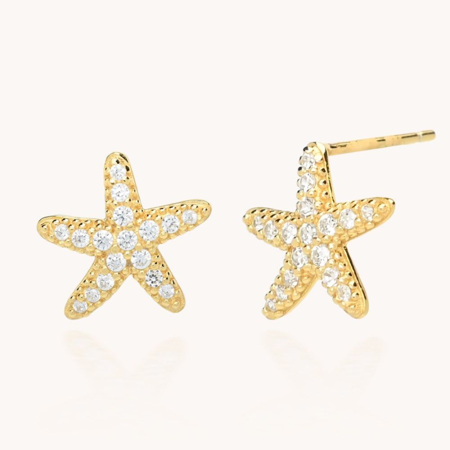 Joyas Bohoo Accesorios Mini Y Studs | Aretes Golden Starfish Dorado