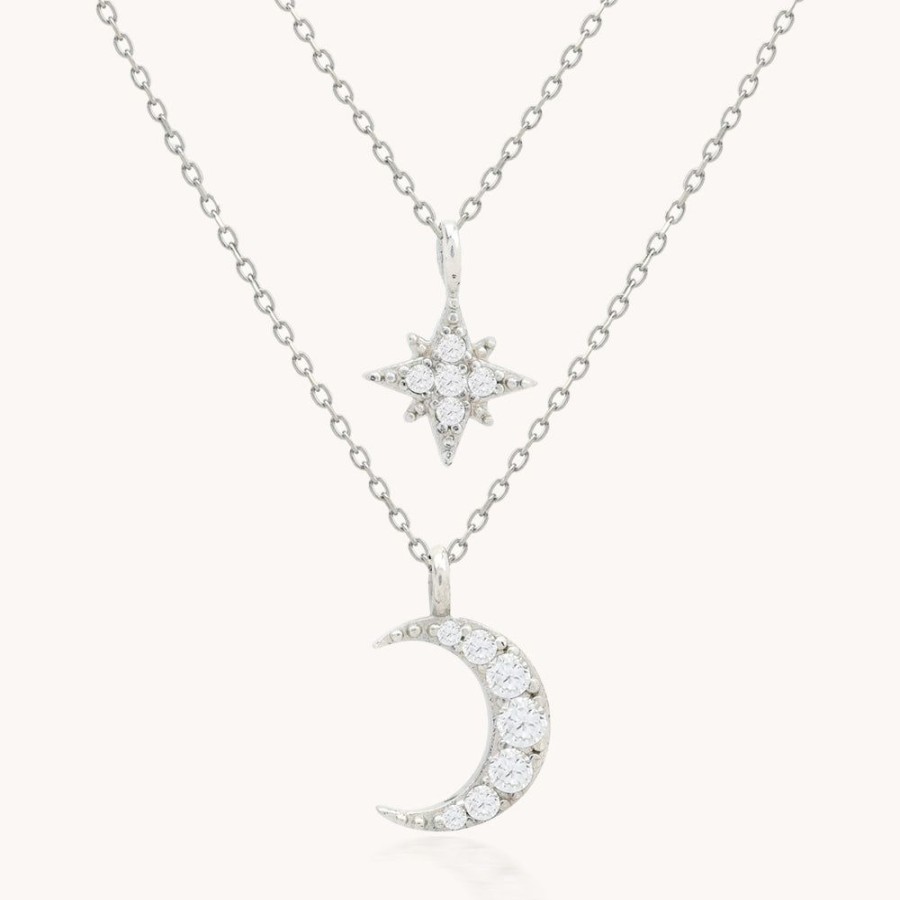 Joyas Bohoo Accesorios Todo Collares | Collar Moon And Star Plateado