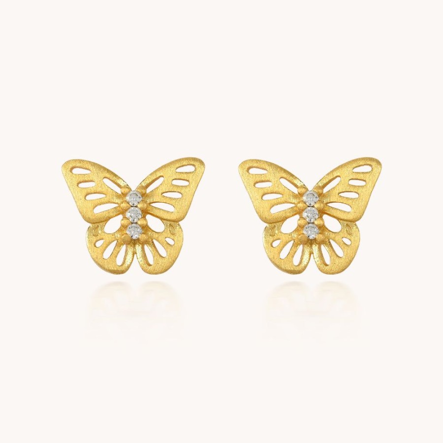 Joyas Bohoo Accesorios Todo Aretes | Aretes Golden Mariposa Dorado