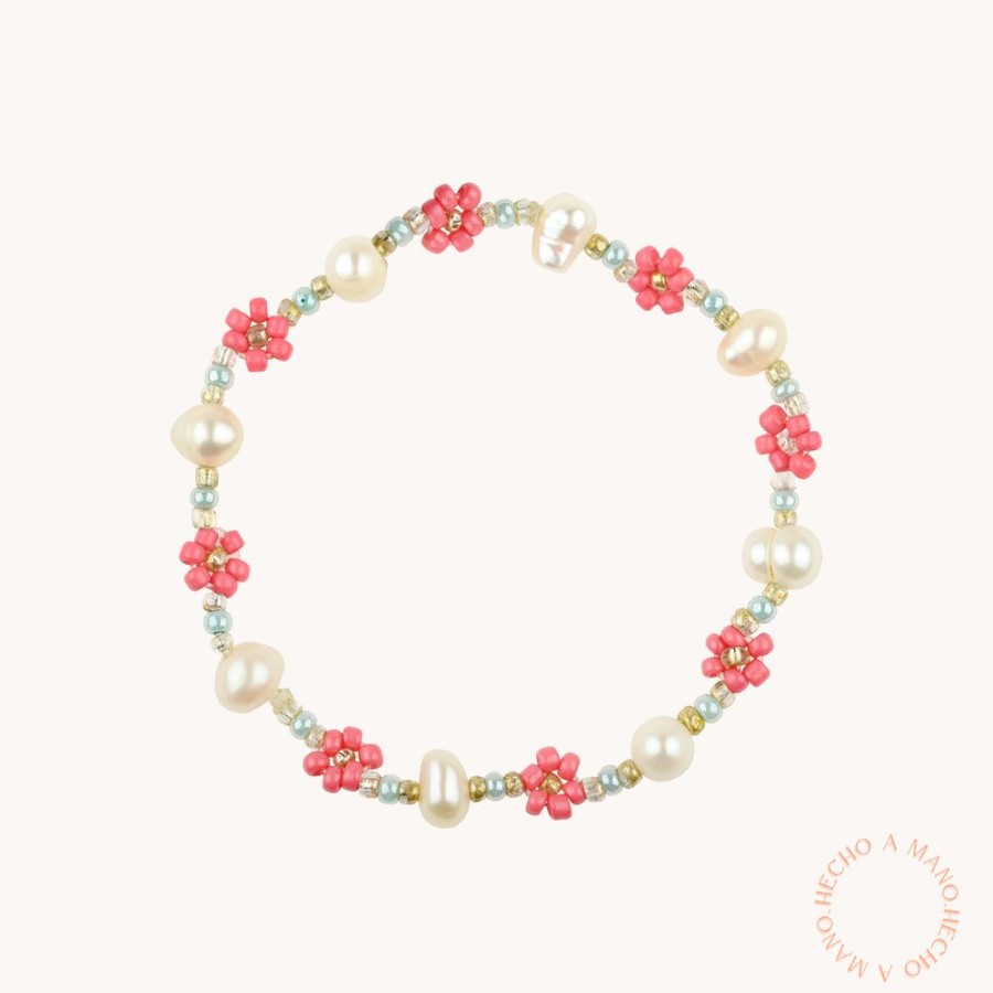 Joyas Bohoo Accesorios Elasticas | Pulsera Flower Pearl Perla Natural