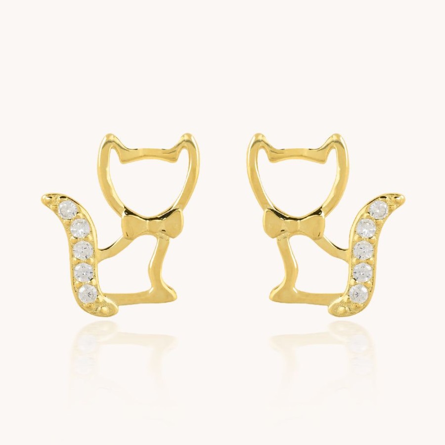 Joyas Bohoo Accesorios Mini Y Studs | Aretes Kitten Dorado