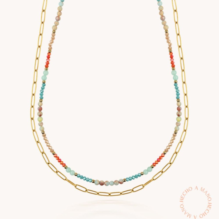 Joyas Bohoo Accesorios Todo Collares | Collar Golden Colorful Piedra Agatha