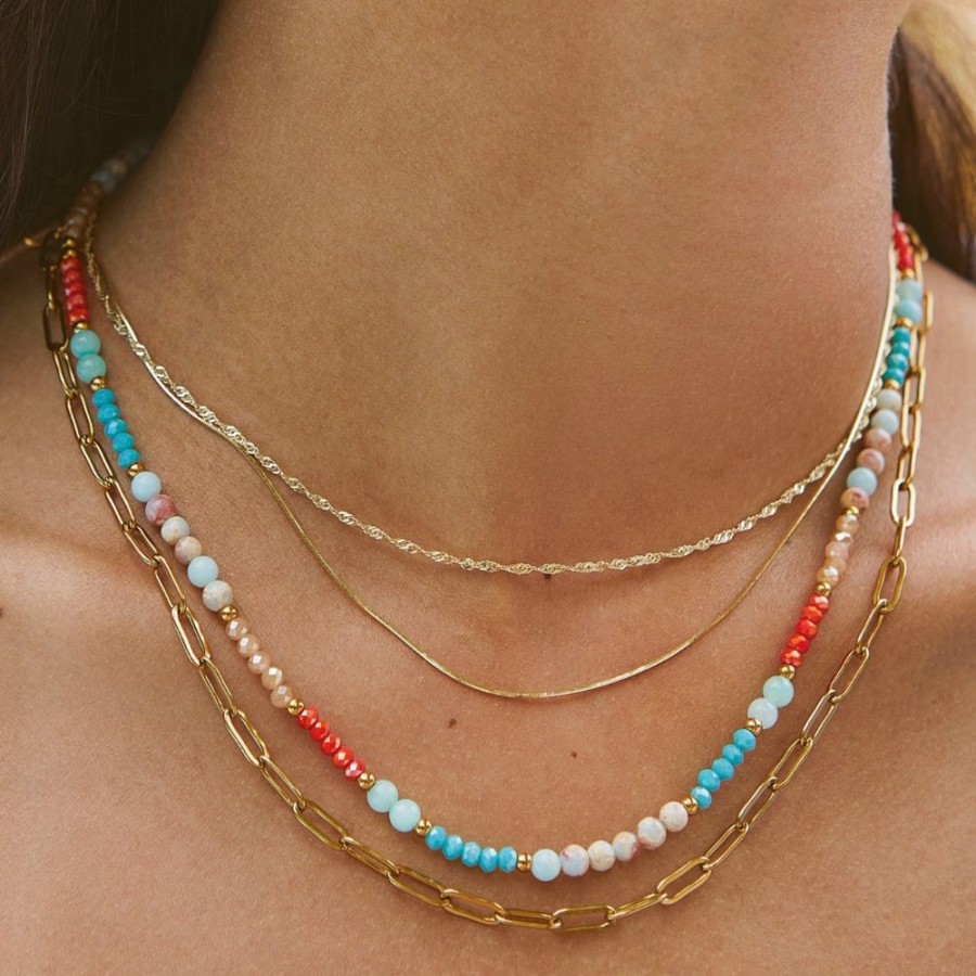 Joyas Bohoo Accesorios Todo Collares | Collar Golden Colorful Piedra Agatha