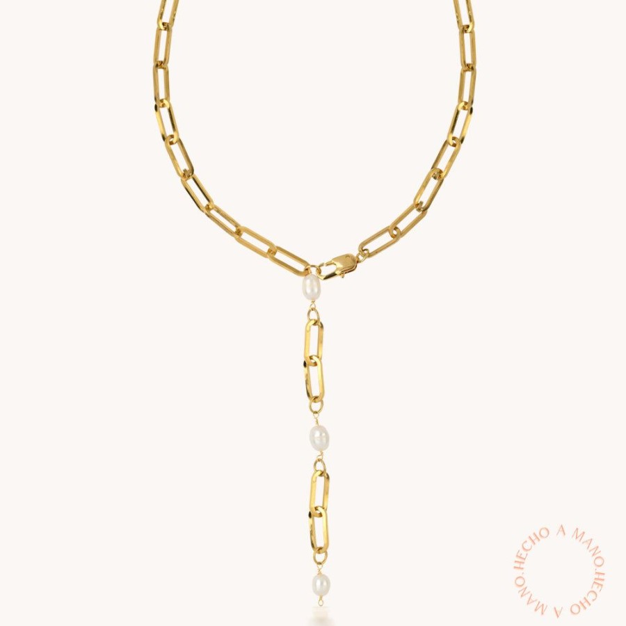 Joyas Bohoo Accesorios Todo Collares | Collar Pearl Chain Dorado