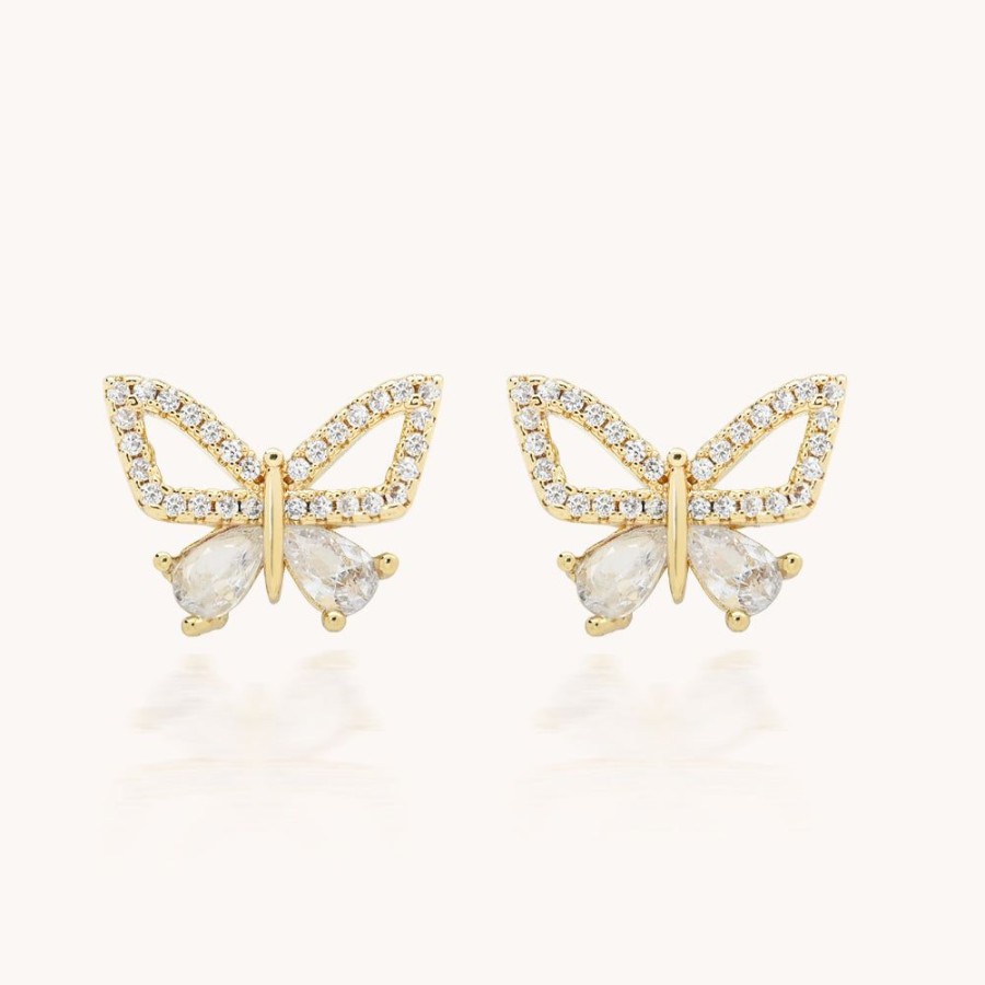 Joyas Bohoo Accesorios Todo Aretes | Aretes Golden Butterfly Dorado