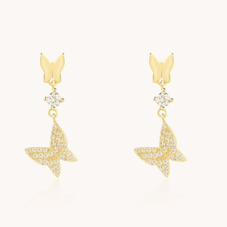 Joyas Bohoo Accesorios Colgantes | Aretes Mariposa Dorada Dorado