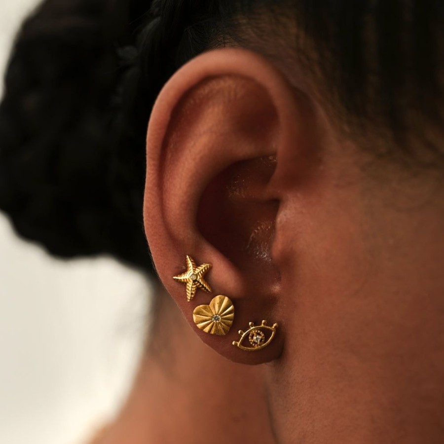 Joyas Bohoo Accesorios Mini Y Studs | Aretes Love Dorado