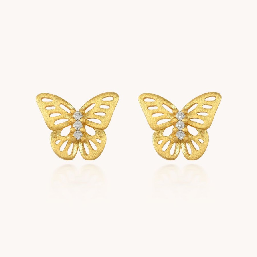 Joyas Bohoo Accesorios Mini Y Studs | Aretes Golden Mariposa Dorado