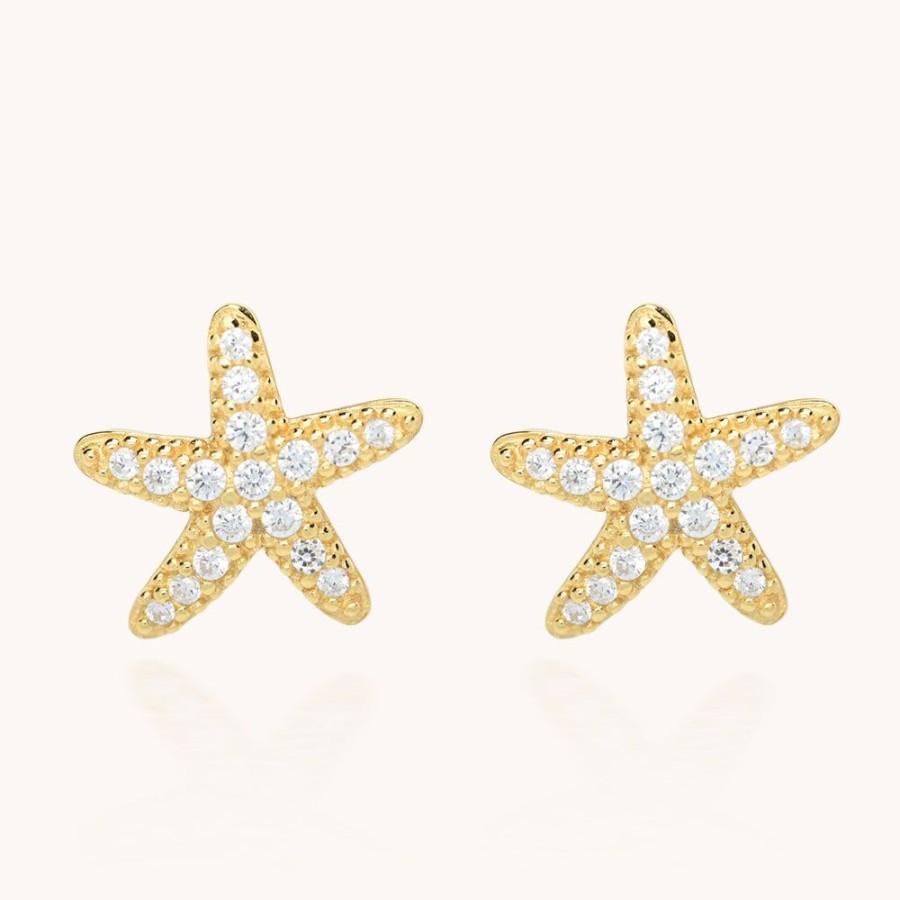 Joyas Bohoo Accesorios Todo Aretes | Aretes Golden Starfish Dorado