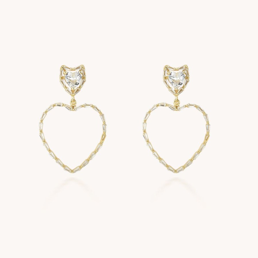 Joyas Bohoo Accesorios Todo Aretes | Aretes Diamond Cuore Dorado