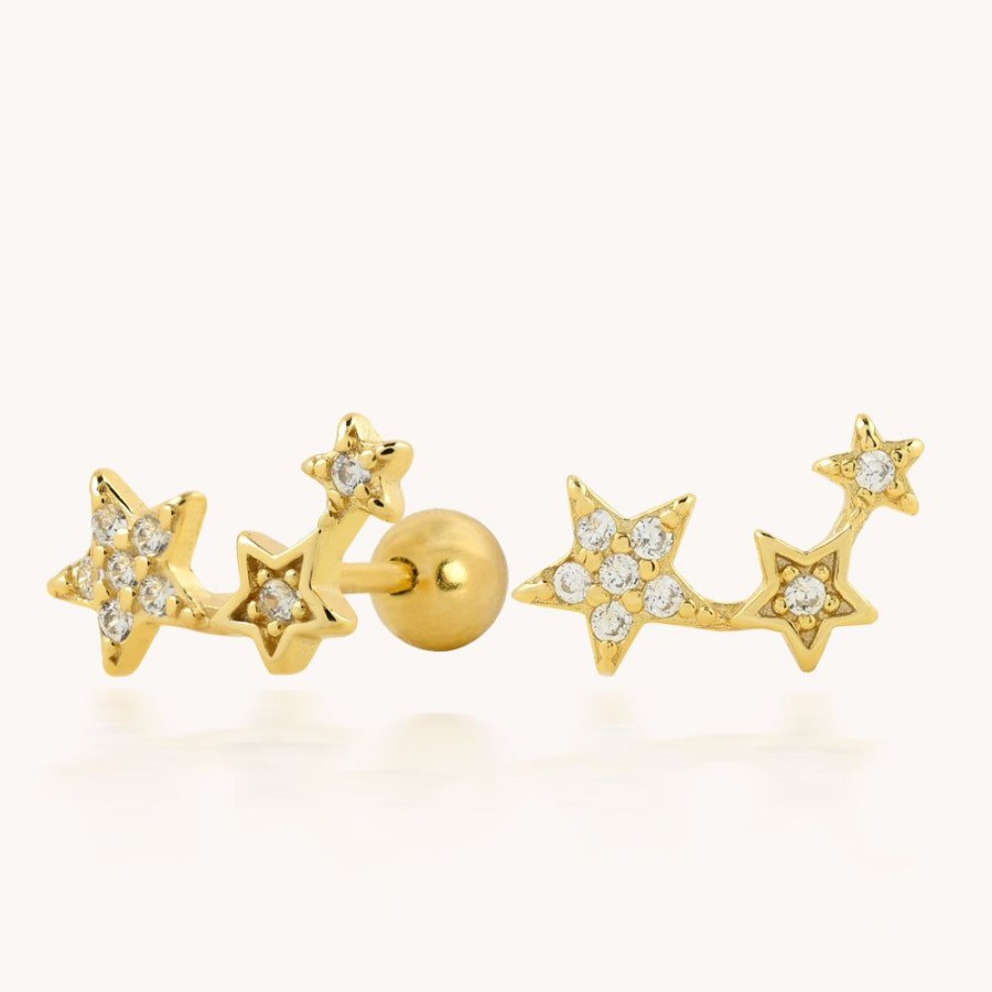 Joyas Bohoo Accesorios Todo Aretes | Piercing Stars Dorado