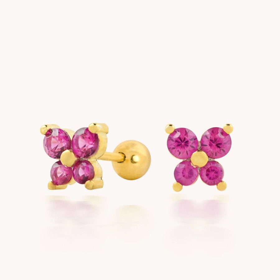 Joyas Bohoo Accesorios Mini Y Studs | Aretes Flower Dara Dorado