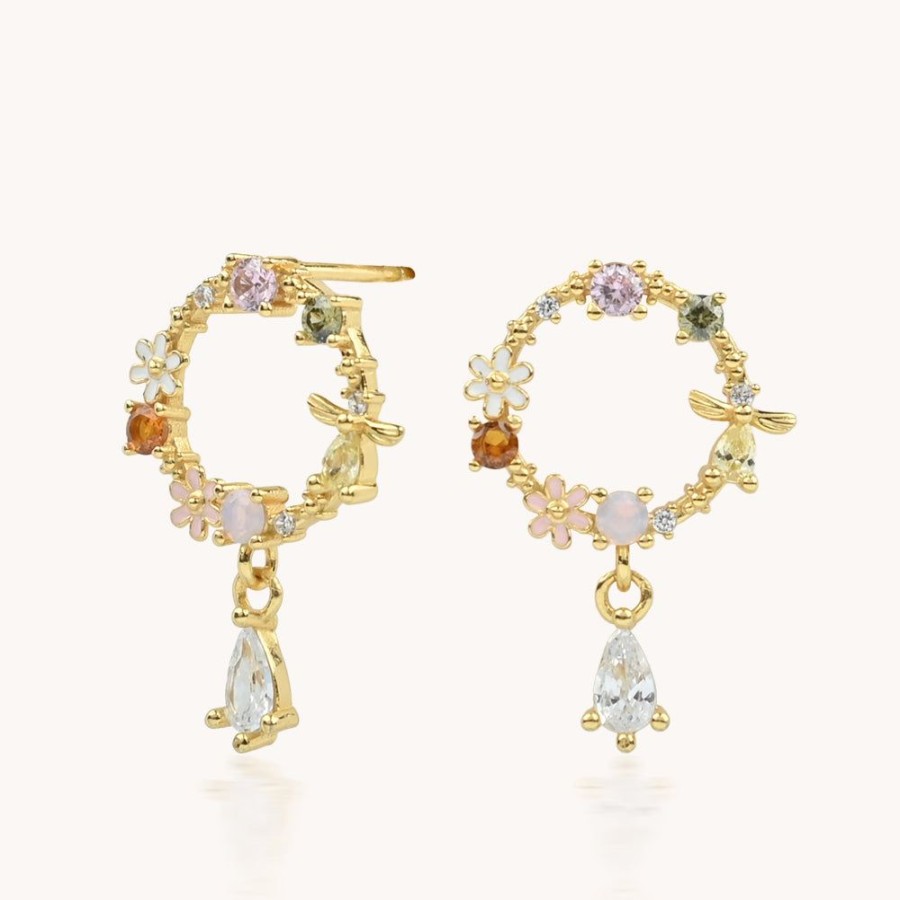 Joyas Bohoo Accesorios Todo Aretes | Aretes Bloom Color Dorado