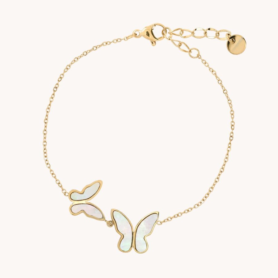 Joyas Bohoo Accesorios Todo Pulseras | Pulsera Mariposa Nacar Dorado