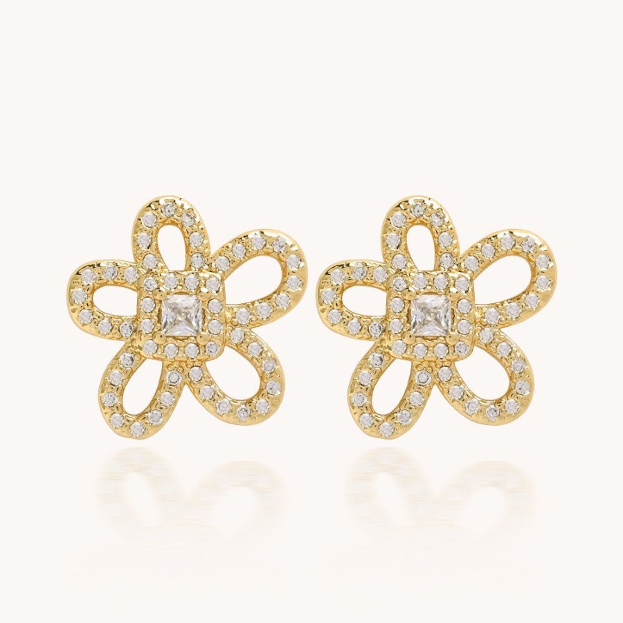 Joyas Bohoo Accesorios Mini Y Studs | Aretes Golden Flora Dorado