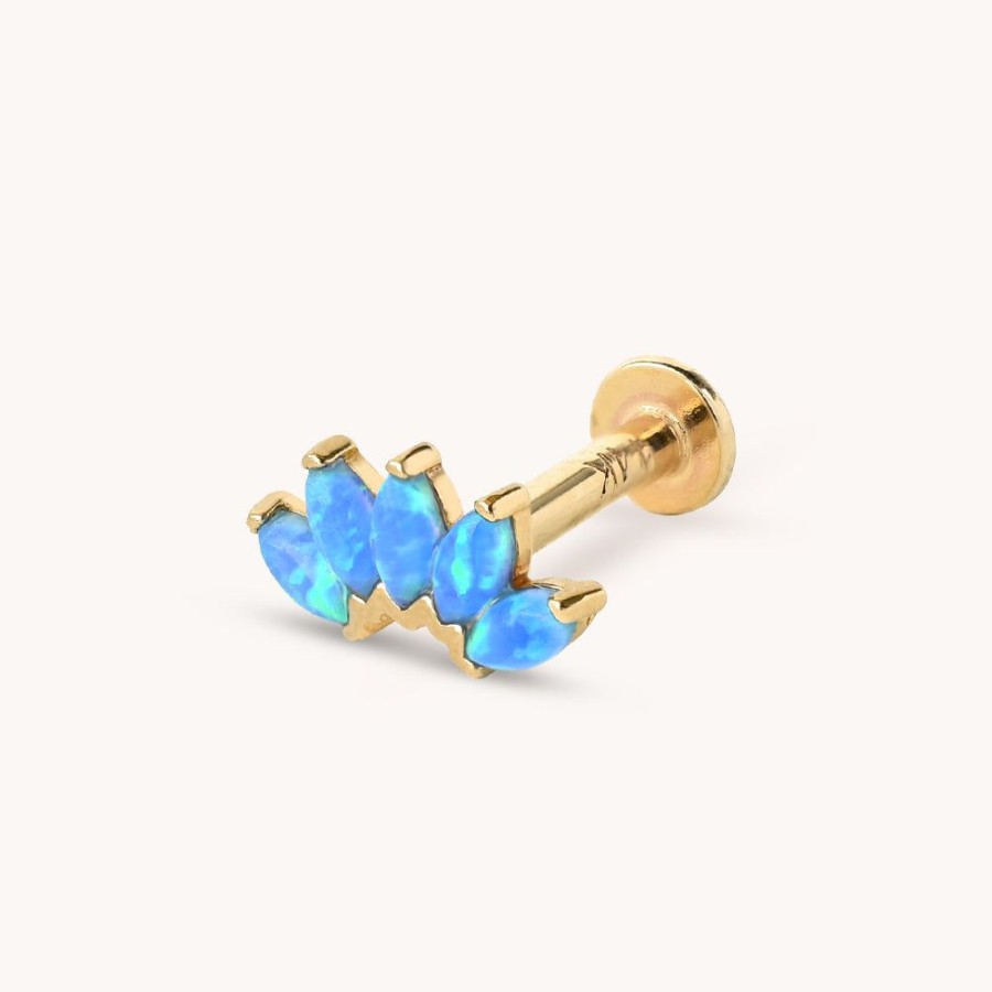 Joyas Bohoo Accesorios Todo Aretes | Piercing Blue Opal Azul-5/16"(8Mm)