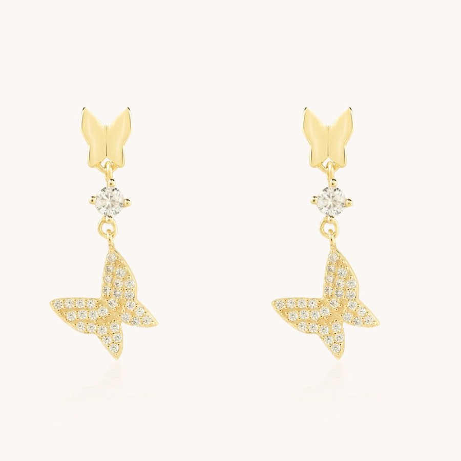 Joyas Bohoo Accesorios Todo Aretes | Aretes Mariposa Dorada Dorado