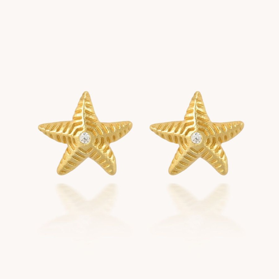 Joyas Bohoo Accesorios Mini Y Studs | Aretes Estrella De Mar Golden Dorado