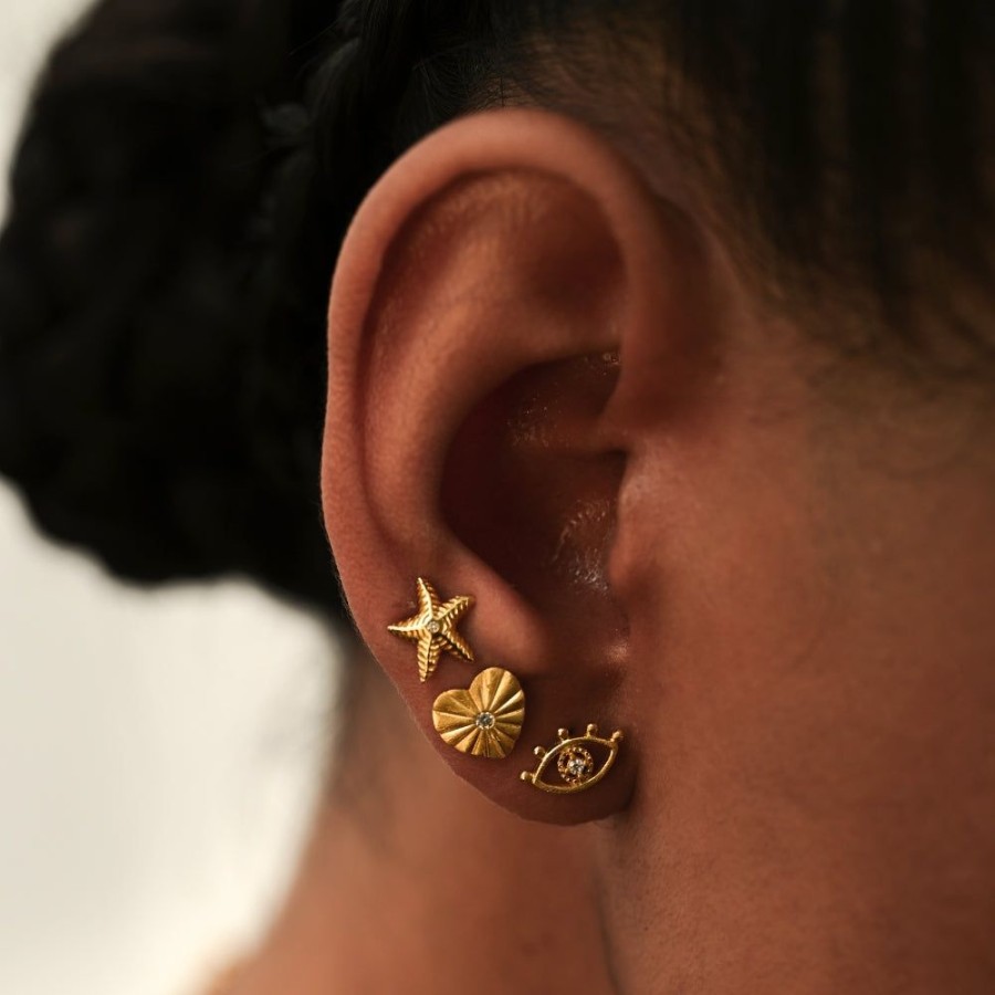 Joyas Bohoo Accesorios Mini Y Studs | Aretes Estrella De Mar Golden Dorado